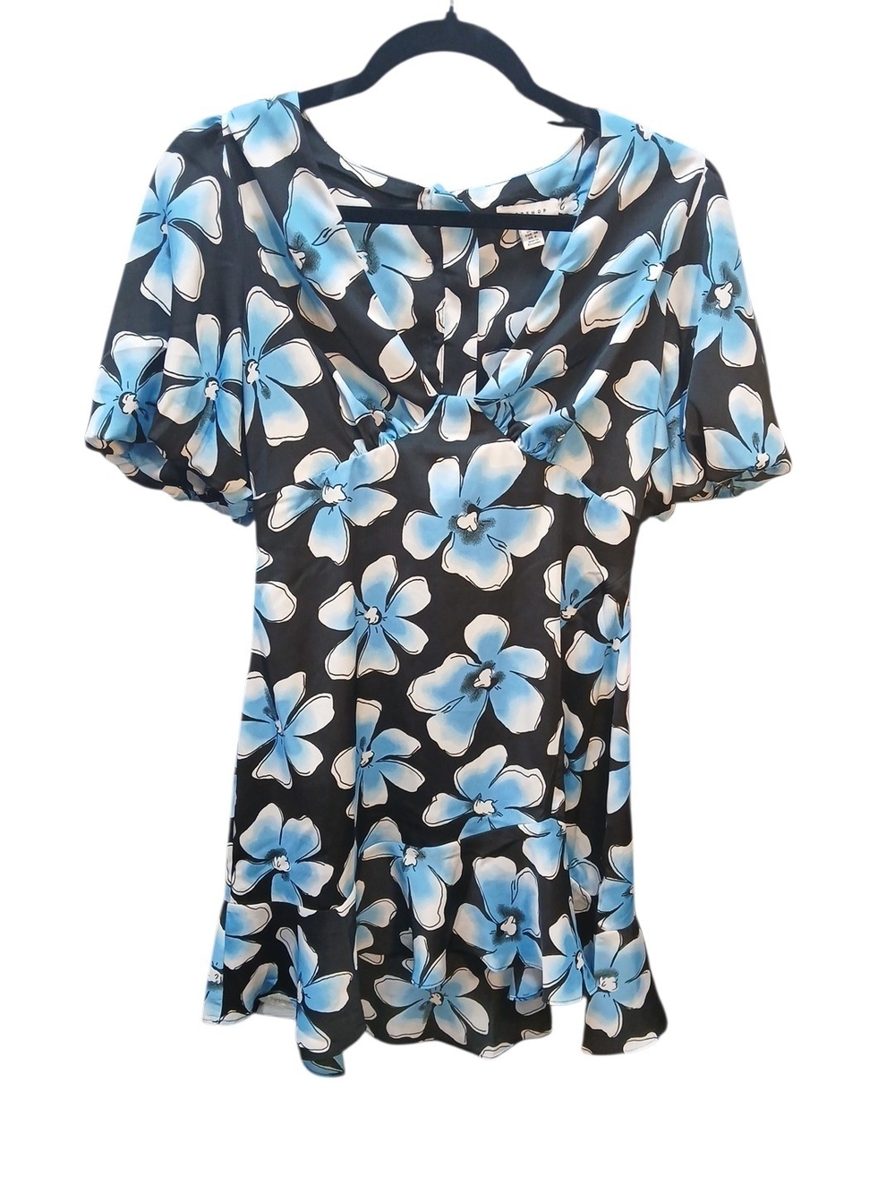 Topshop PETITE Floral Puff Sleeve Dress W/ Back Cutout #202